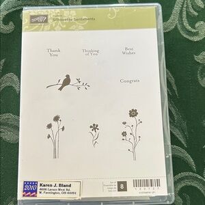 Stampin' Up! Silhouette Sentiments Stamp Set NEW flowers birds thank you